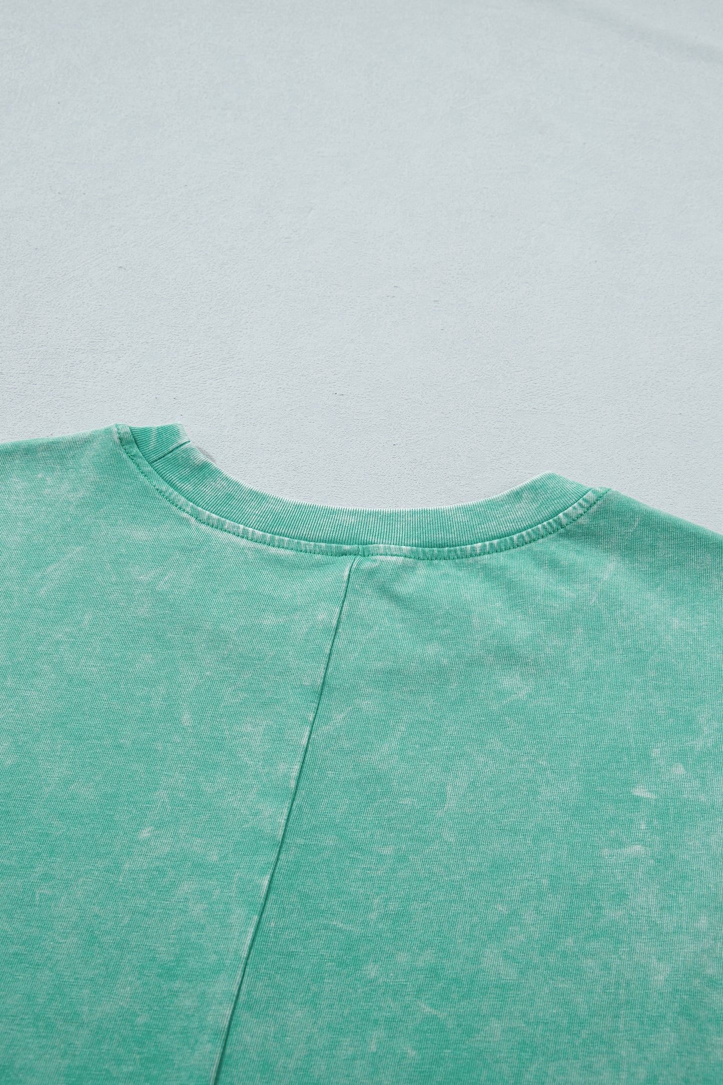 Mint Green Solid Color Cotton Mineral Washed Oversize Tee