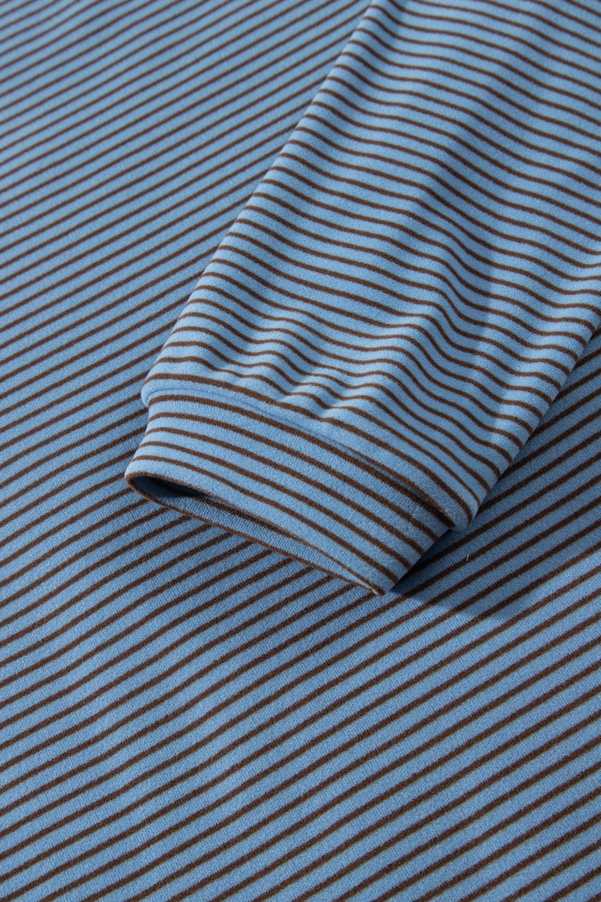 Blue Stripe Contrast Trim Round Neck Oversize Long Sleeve Top 2pcs Pant Set