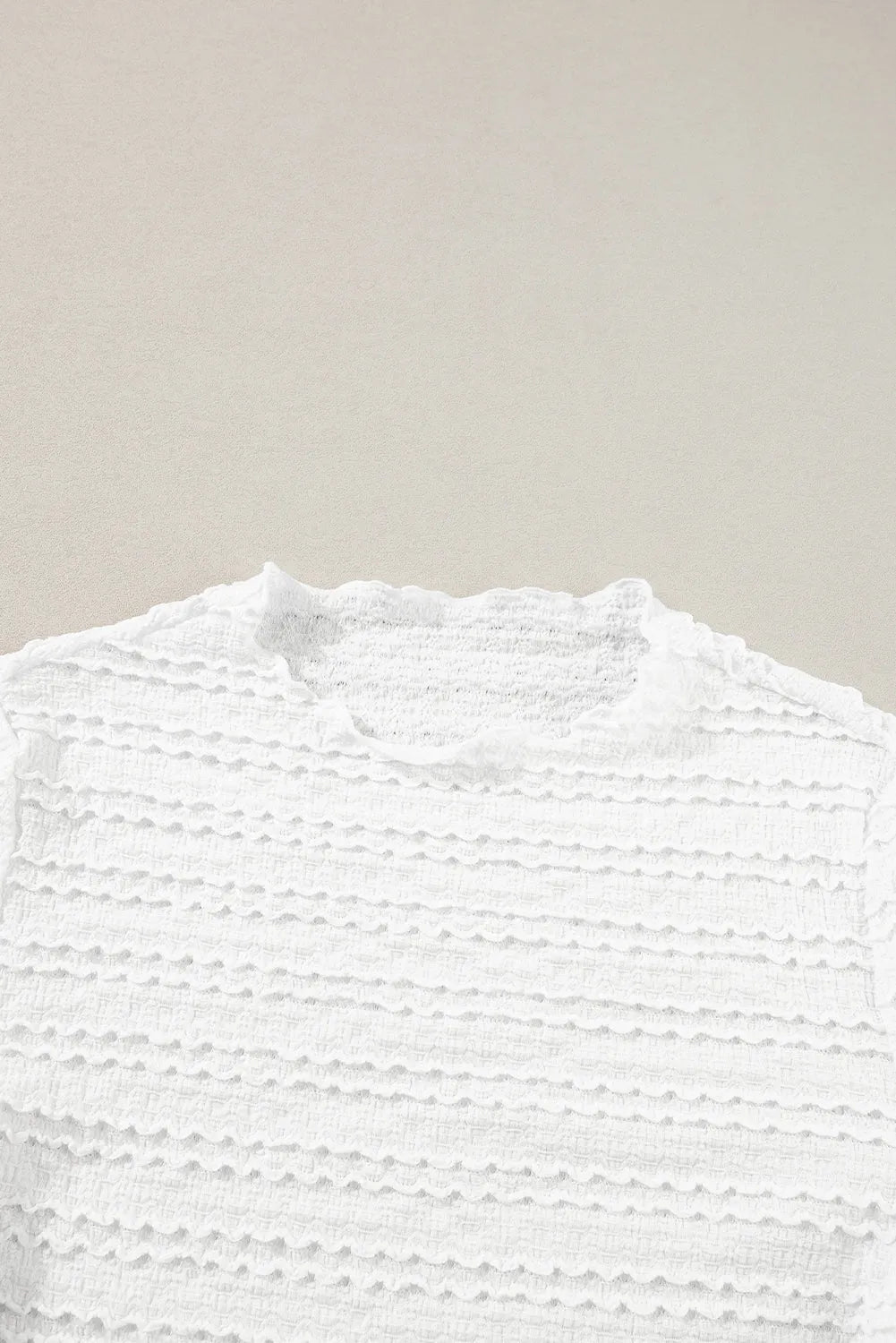 White Knit Jacquard Slim Fit Top - Chic Meadow Boutique 