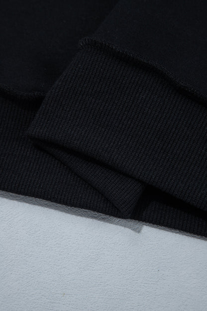 Black Oversize Drop Shoulder Reversible Mock Neck Sweatshirt
