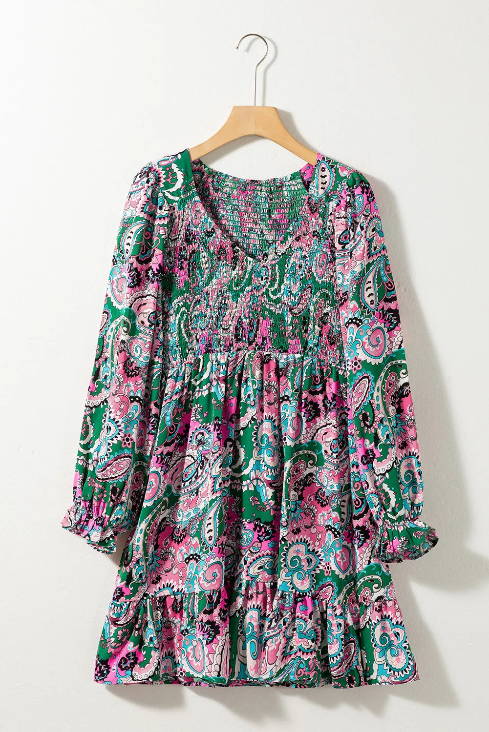 Boho Paisley Print Ruffle Hem Dress - Chic Meadow Boutique 