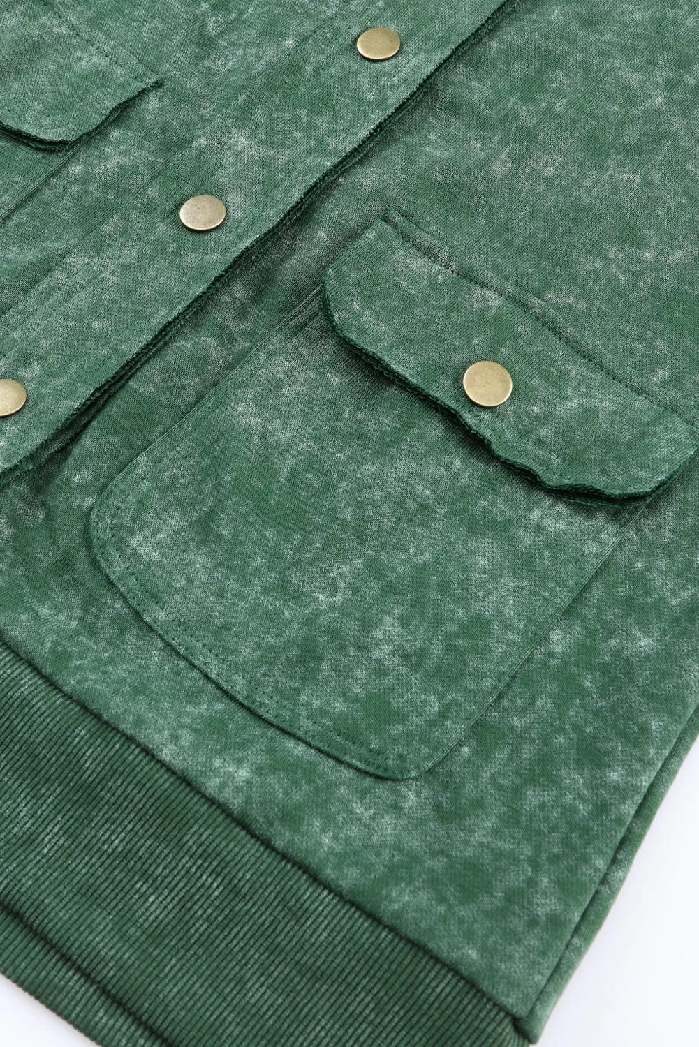 Green Vintage Washed Flap Pocket Button Shacket - Chic Meadow Boutique 