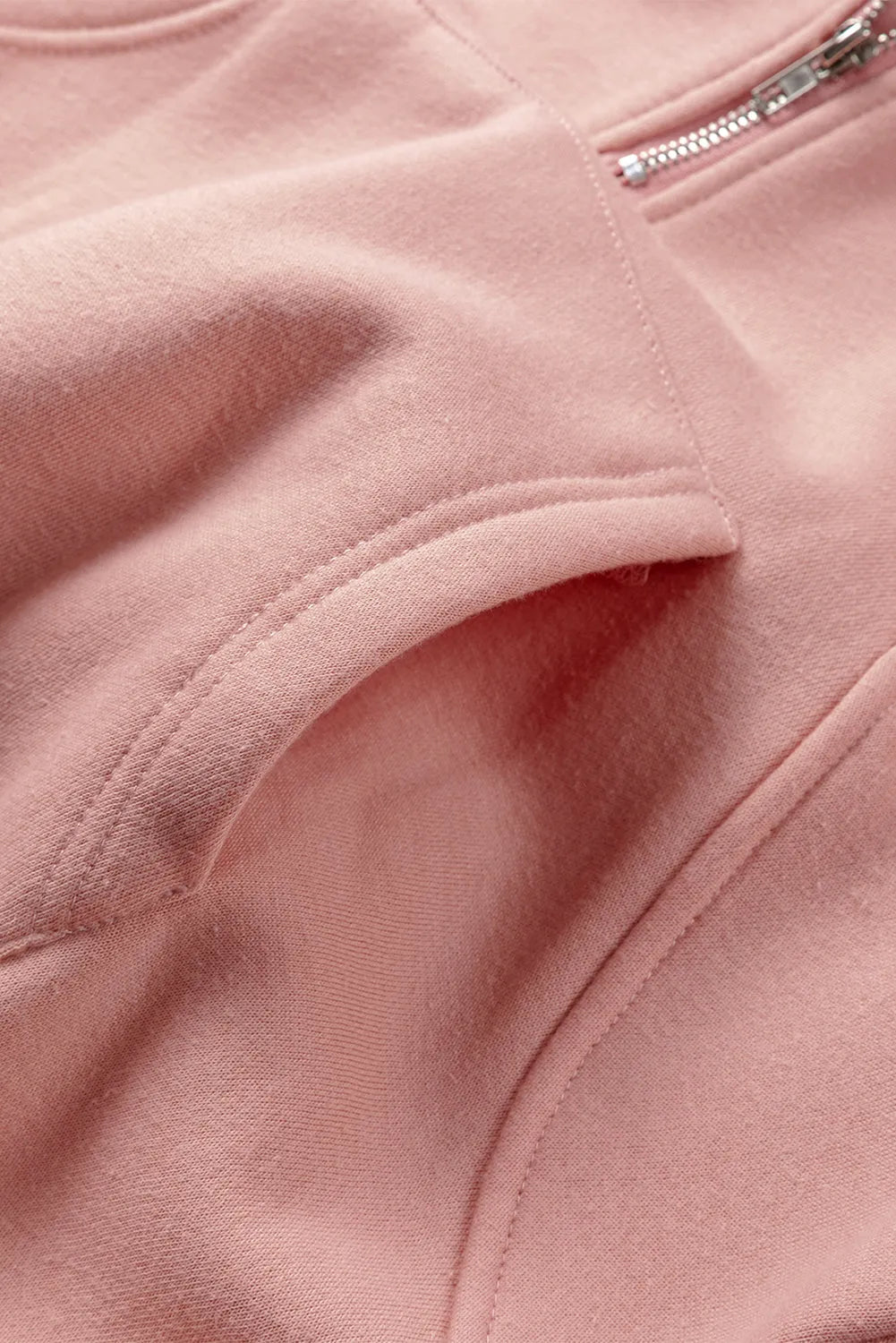 Pink Quarter Zip Kangaroo Pocket Hoodie - Chic Meadow Boutique 