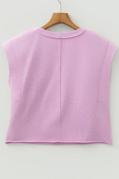 Bright Pink Mineral Wash Boxy Fit Cotton Tank Top