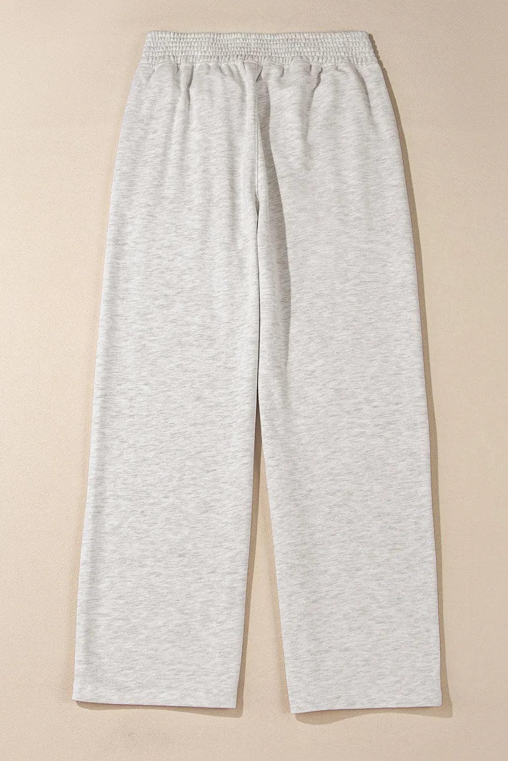 Bottoms/Pants & Culotte Light Grey Cross-Waist Wide Leg Lounge Pants