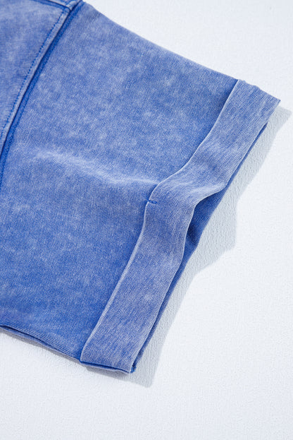 Ashleigh Blue Acid Wash Star Patched Rolled Trim Pants Set