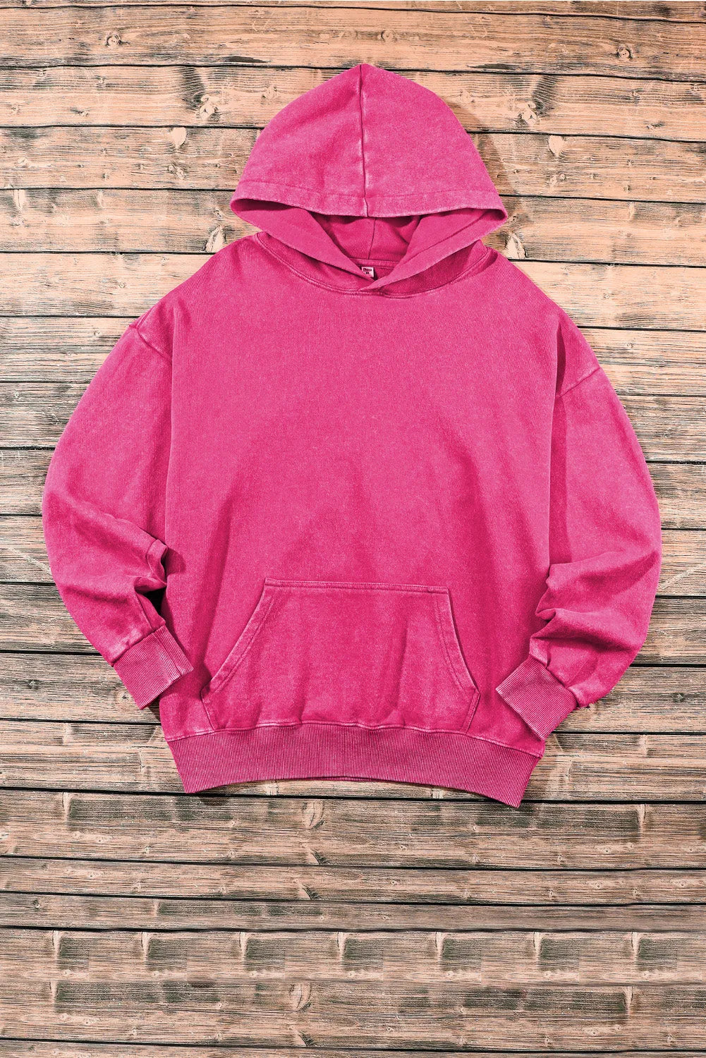 Bright Pink Vintage Wash Kangaroo Pocket Hoodie - Chic Meadow Boutique 