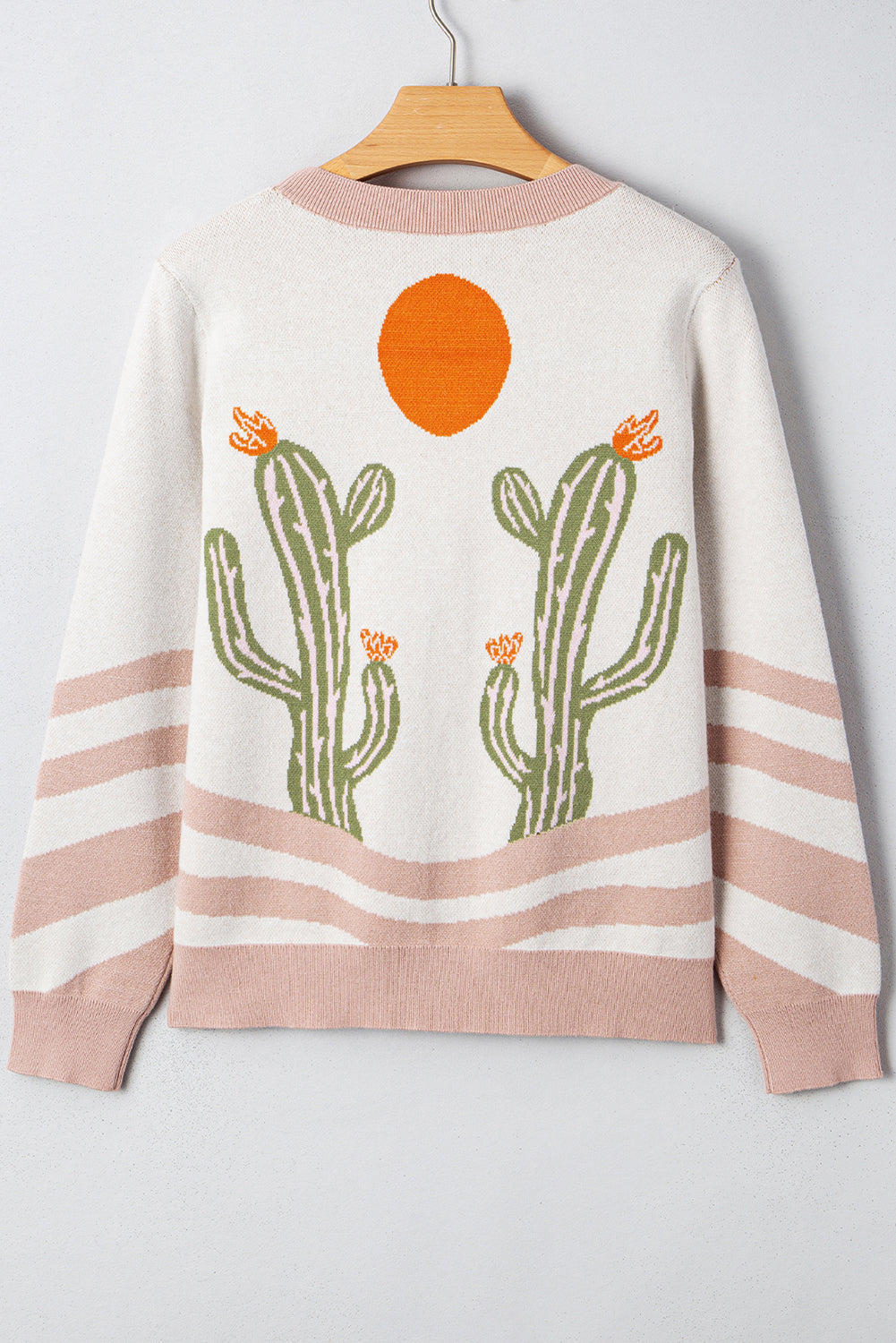 Apricot Desert Cactus Buttoned Front Sweater Cardigan