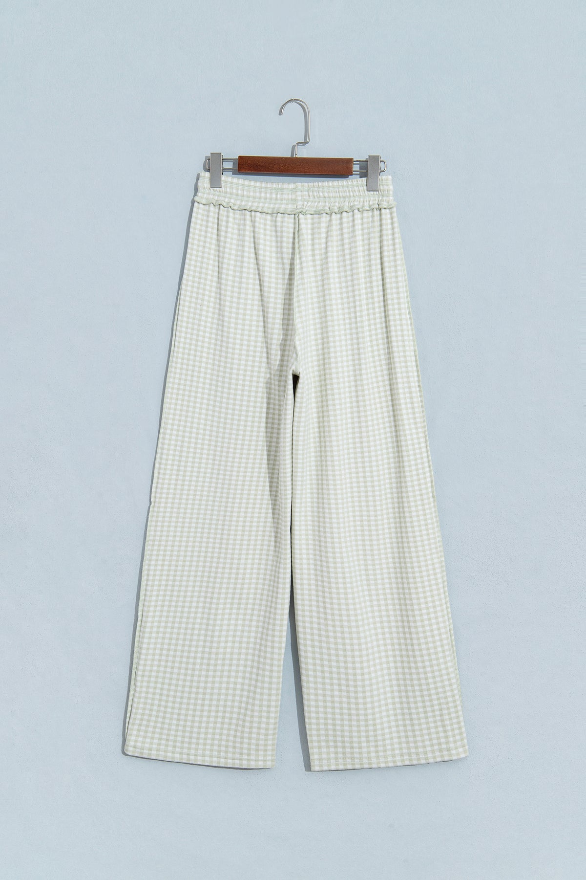 Green Plaid Contrast Trim Drawstring Elastic Waist Shift Pants