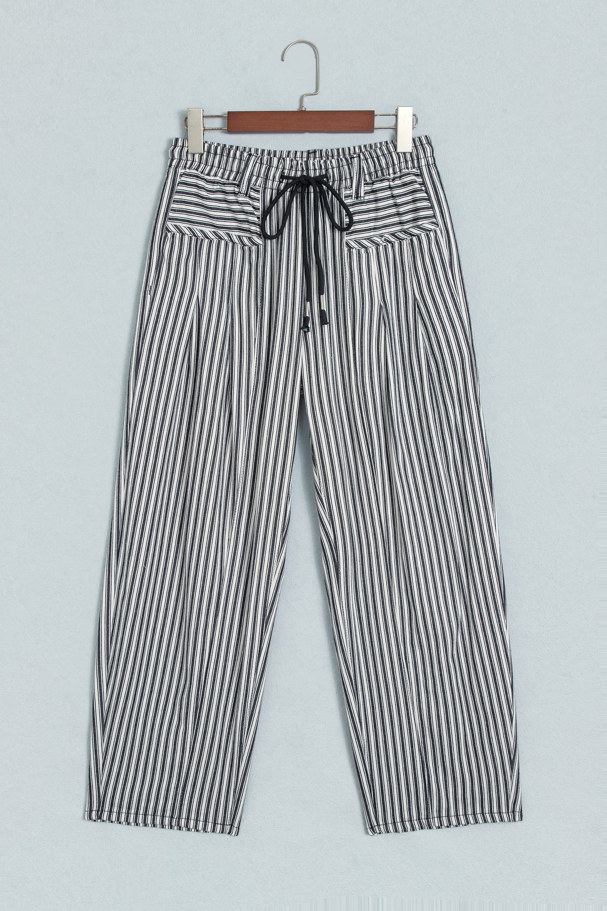Black Stripe Drawstring Casual Loose Pants