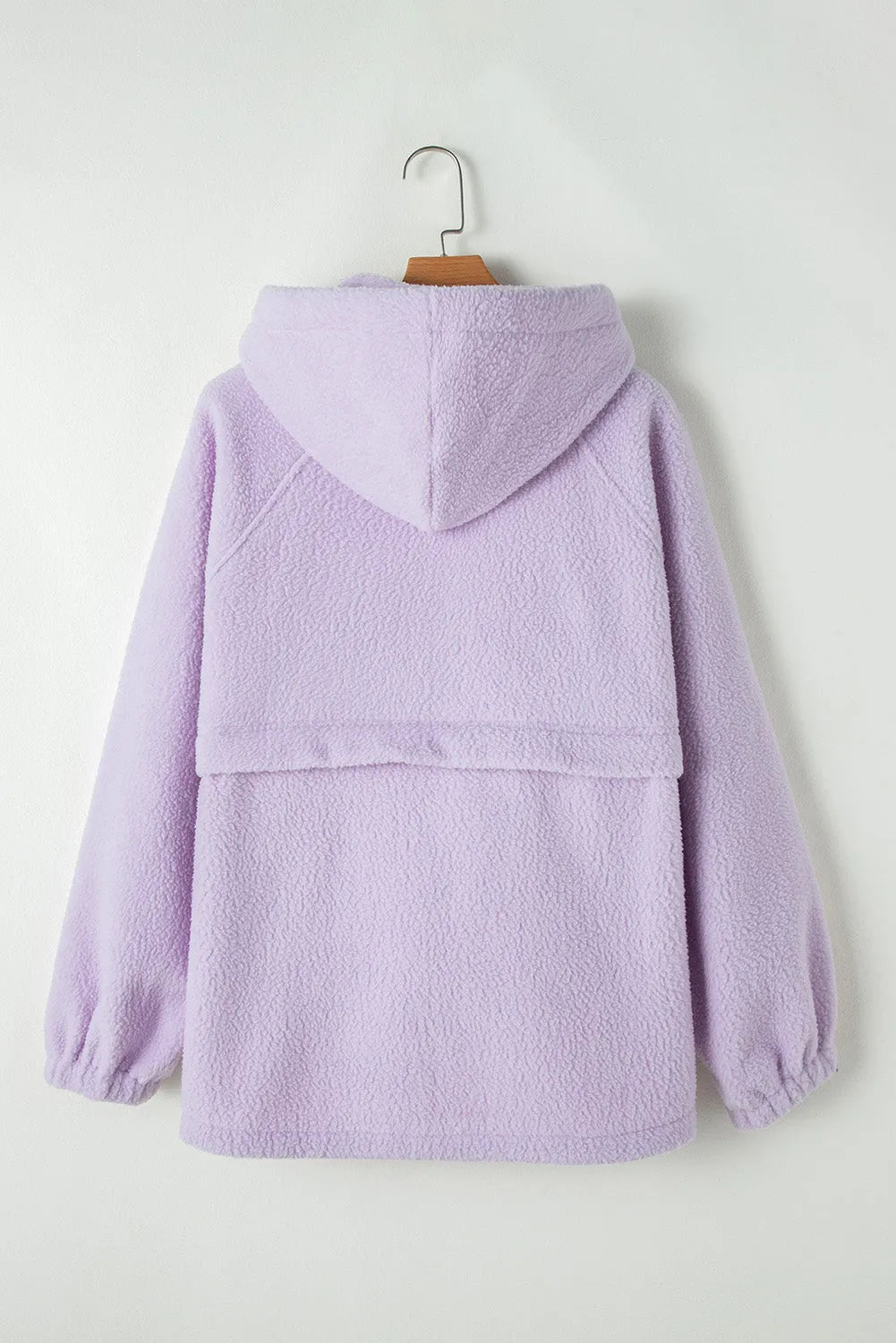 Lavendula Zipped Patch Pocket Fuzzy Drawstring Hoodie - Chic Meadow Boutique 