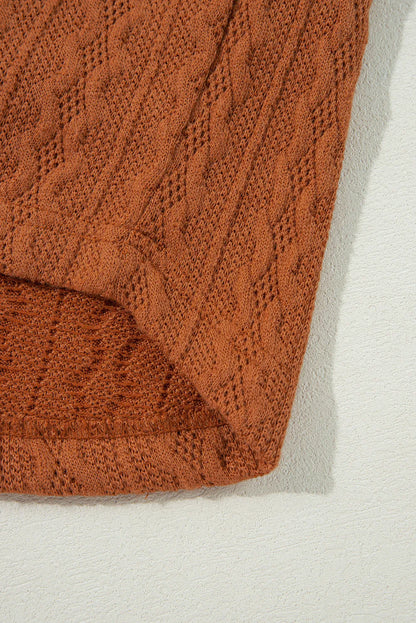 Sweaters & Cardigans/Cardigans Chestnut Textured Knit Side Pockets Open Front Cardigan