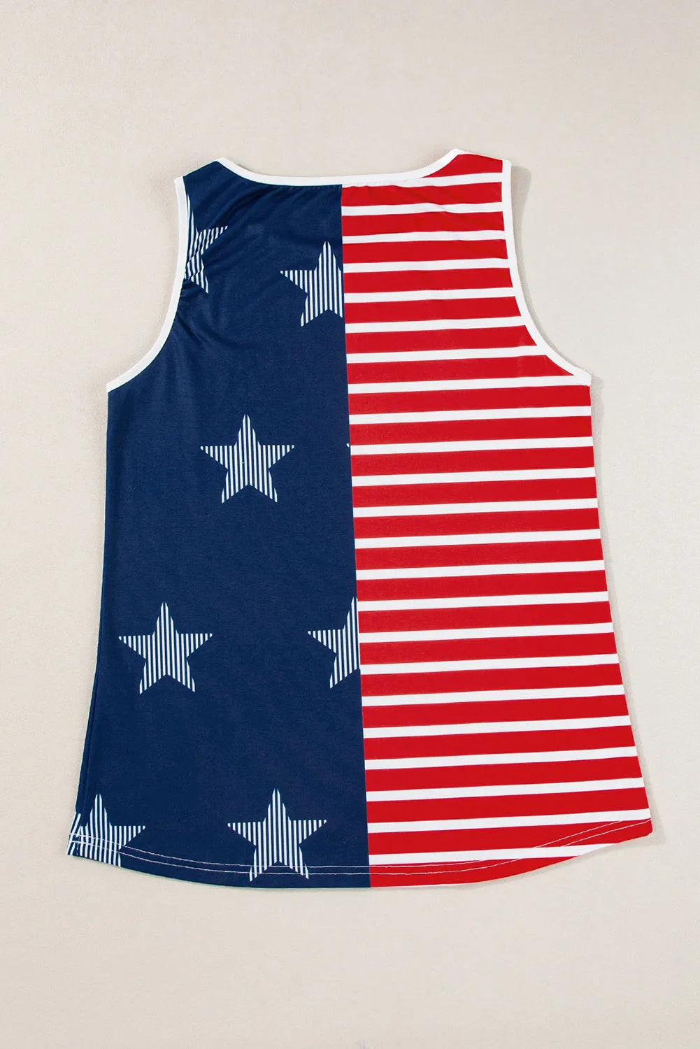 Red USA Flag Printed Round Neck Tank Top - Chic Meadow Boutique 