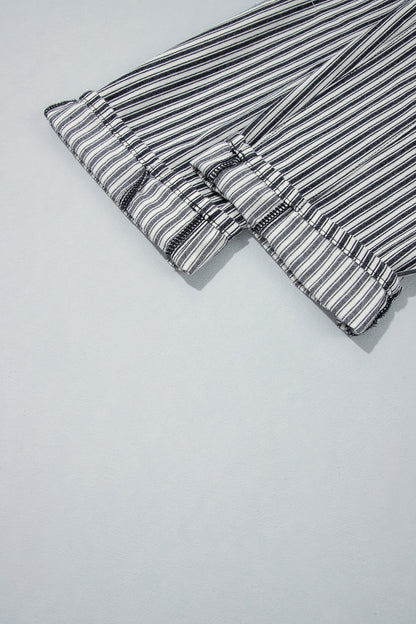 Black Stripe Drawstring Casual Loose Pants