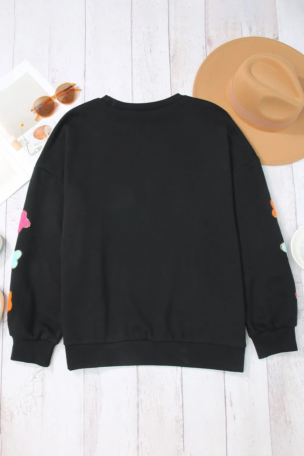 Black Howdy Glitter Chenille Patch Graphic Casual Sweatshirt - Chic Meadow Boutique 