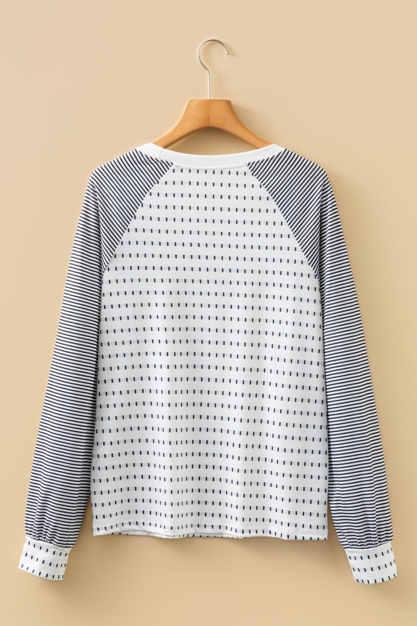 Black Stripe Raglan Patchwork Long Sleeve Tee