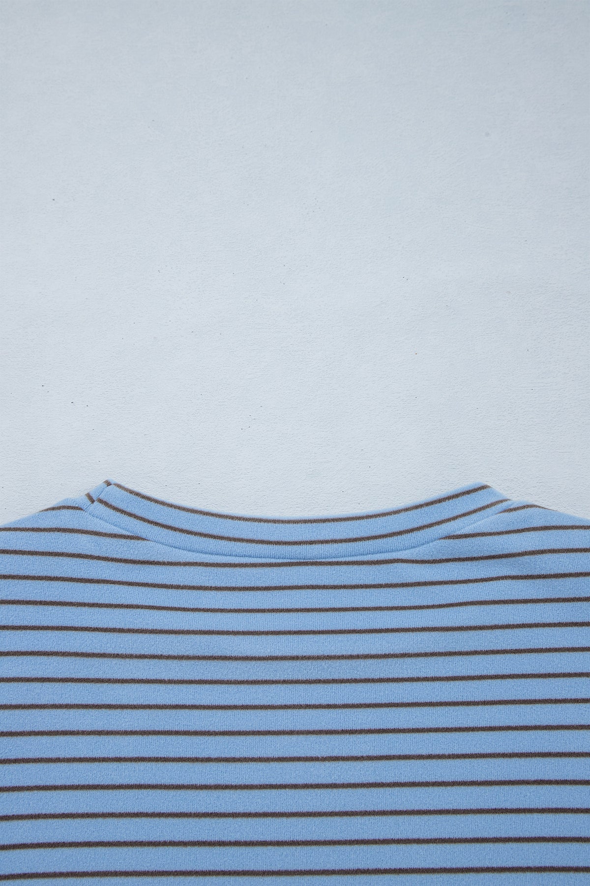 Sky Blue Stripe Color Block Contrast Long Sleeve Round Neck Casual Shift Pullover