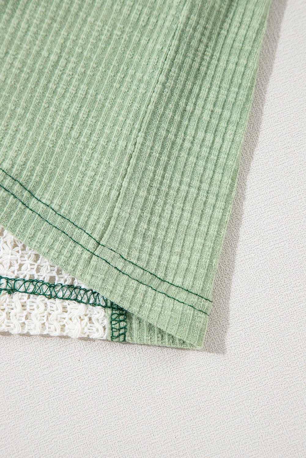 Grass Green Crochet Detail Exposed Seam High Low Loose Top - Chic Meadow Boutique 