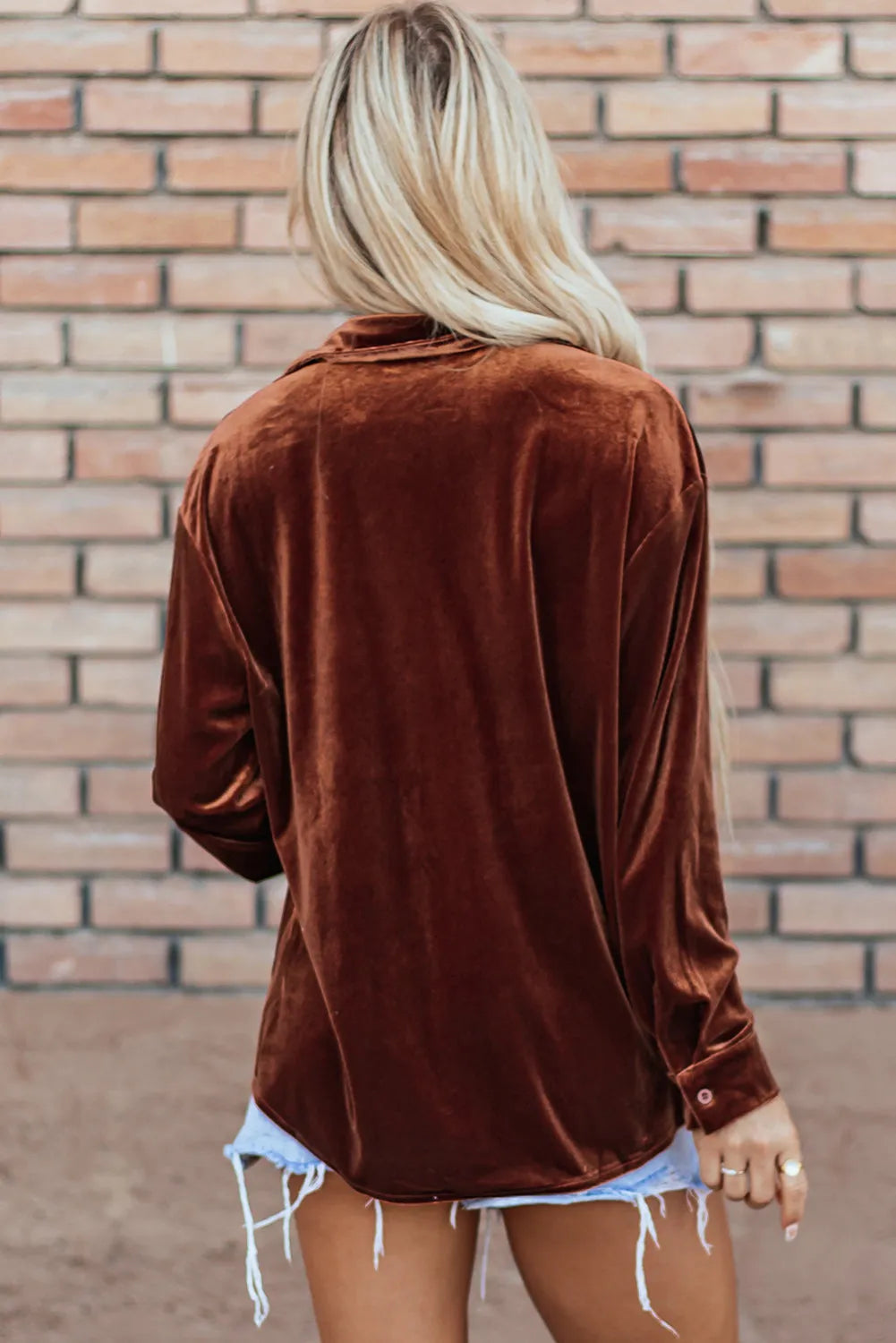 Chestnut Chest Pocket Velvet Shirt - Chic Meadow Boutique 