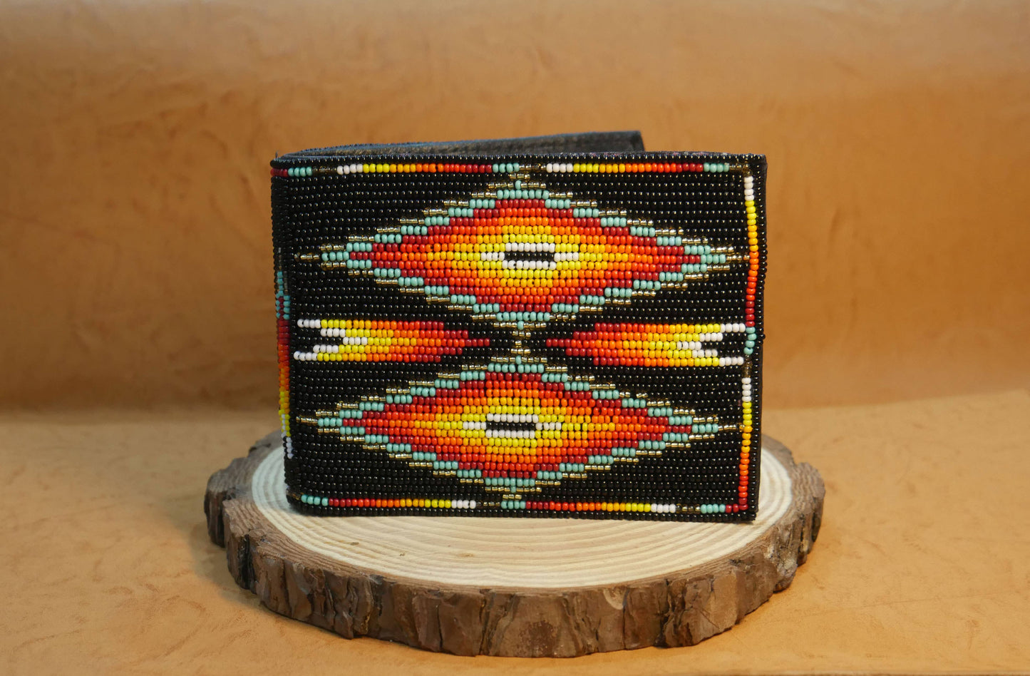 Black Handmade Beaded Bifold Wallet Gift of Men Gift for her