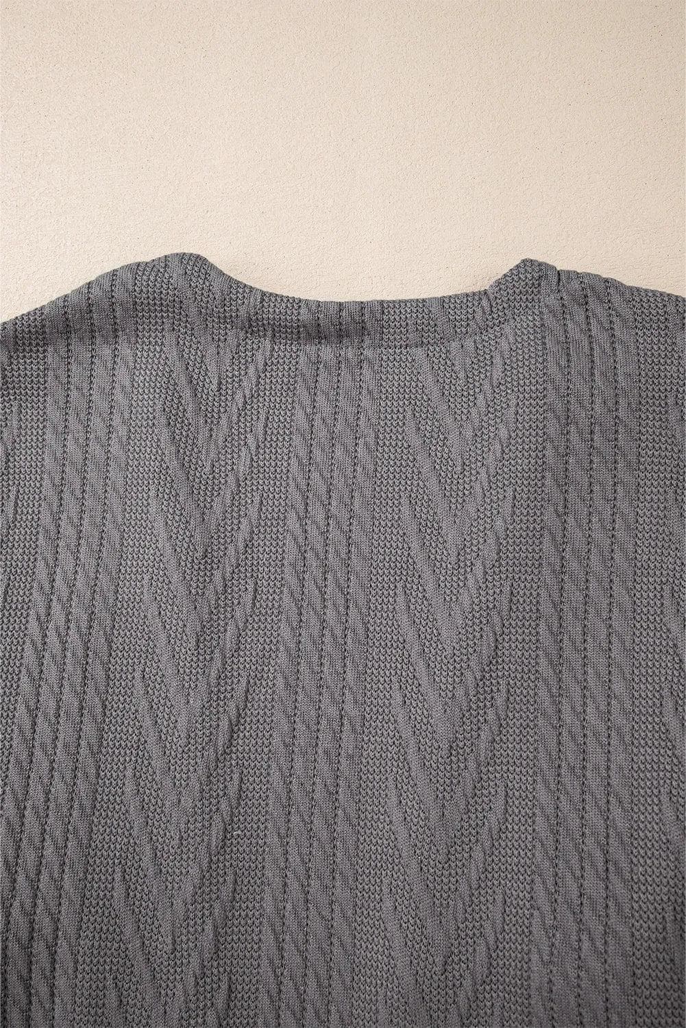 Sweaters & Cardigans/Cardigans Medium Grey  Solid Textured Open Front Cardigan with Pocket