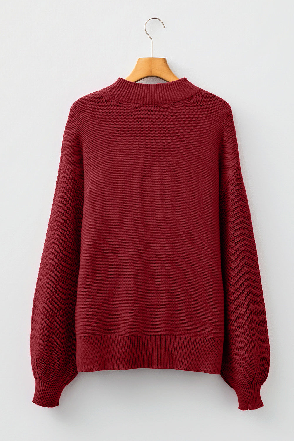 Red Dahlia Solid Color Front Seam Drop Shoulder Loose Sweater