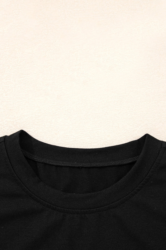 Black Lace Long Sleeve Insert Drop Shoulder Tee
