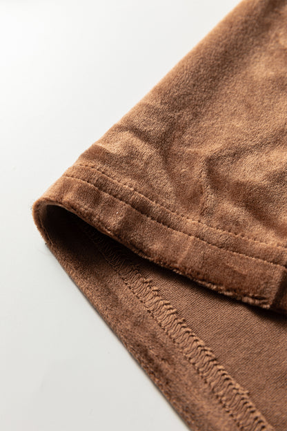 Coffee Straight Loose Drawstring Elastic High Waist Fleece Pants