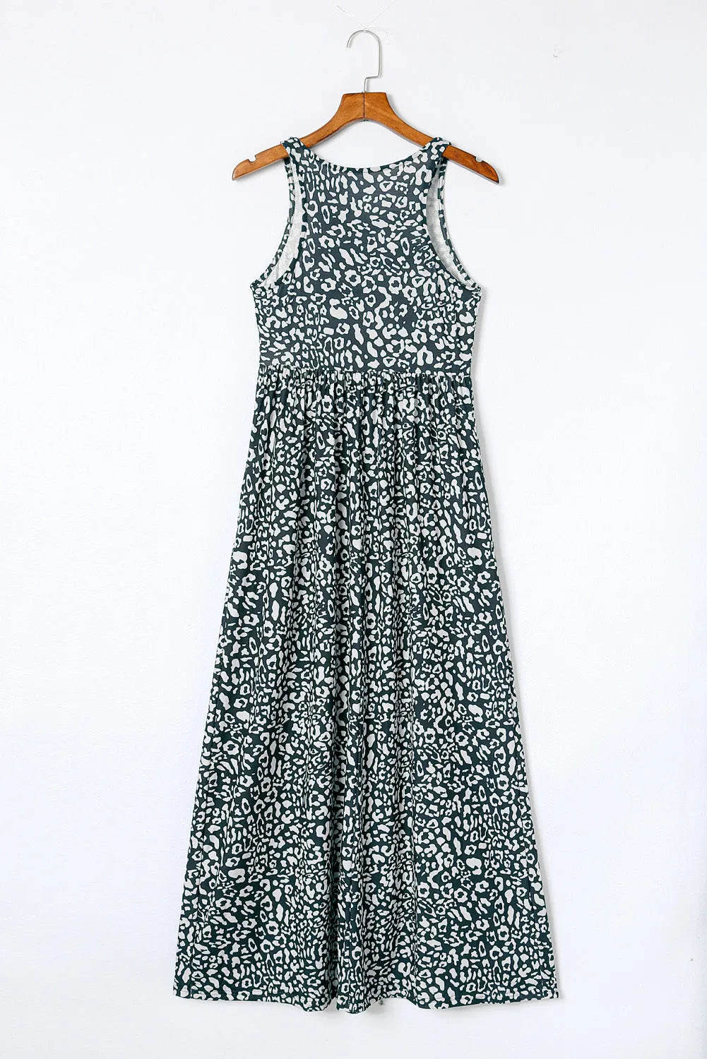 Gray Leopard Print Pocketed Sleeveless Maxi Dress - Chic Meadow Boutique 