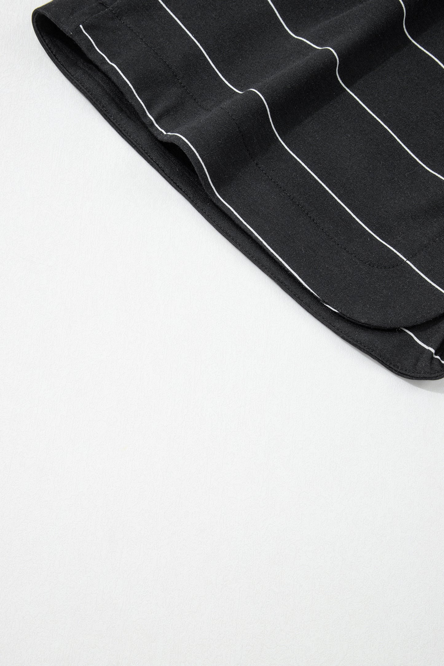 Black Stripe Half Sleeve Tee Drawstring Shorts 2pcs Set