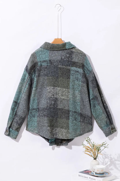 Multicolor Brushed Plaid Pocketed Oversize Shacket - Chic Meadow Boutique 