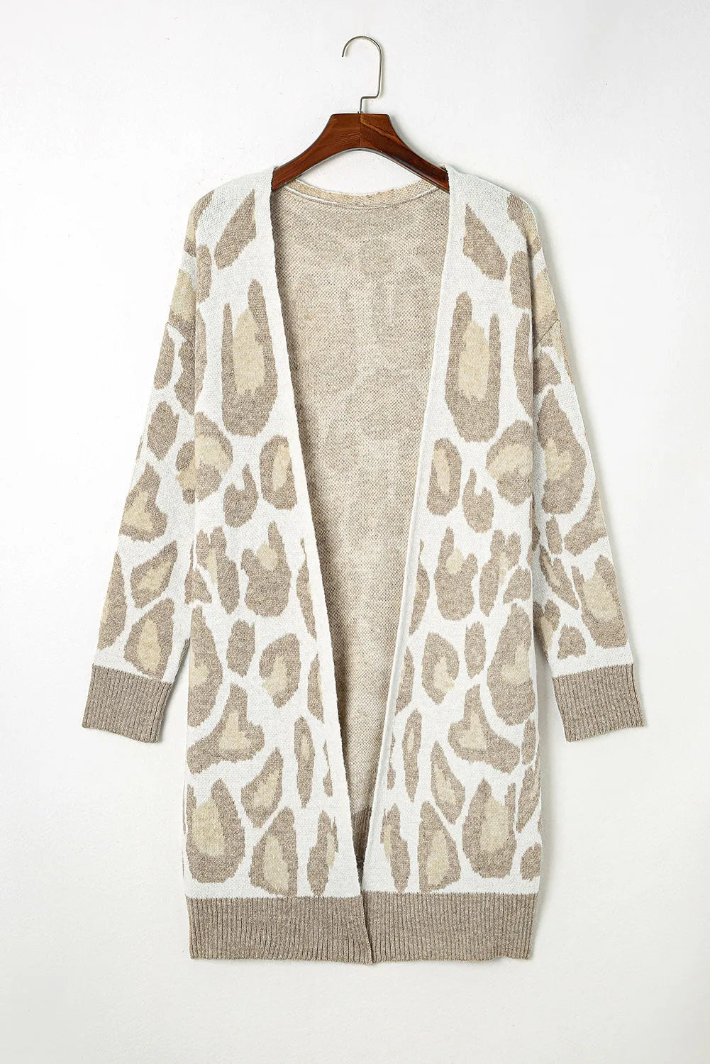 Beige Plus Size Leopard Pattern Cardigan - Chic Meadow Boutique 