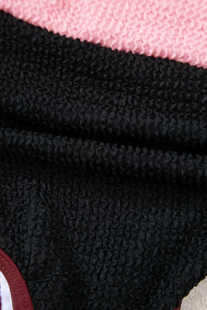 Burgundy Color Block High Waisted Sexy Bikini Set