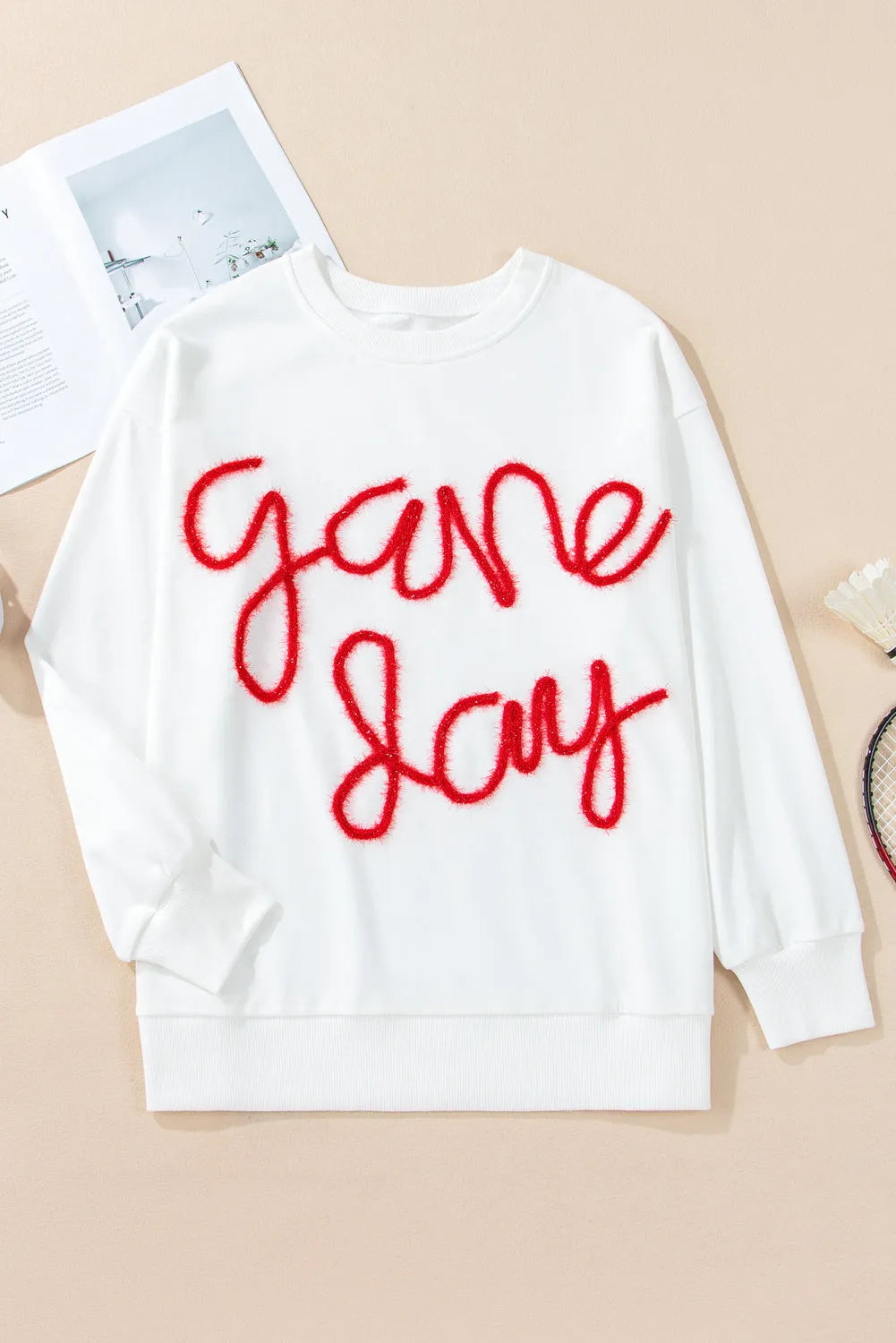 Tops/Sweatshirts & Hoodies White Tinsel Game Day Drop Shoulder Graphic Sweatshirt