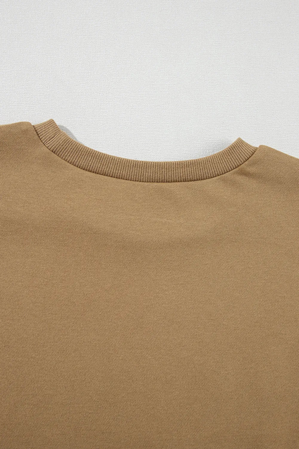 Brown Solid O Neck High Low Hem Pullover Sweatshirt - Chic Meadow Boutique 