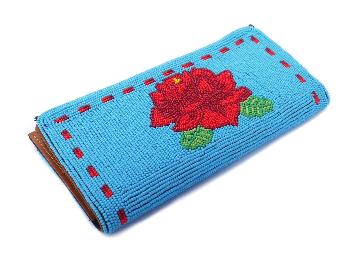 Handmade Beaded Check Book Wallet with intricate Beadwork