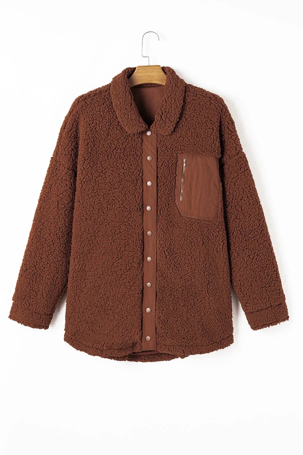 Red Clay Faux Shearling Teddy Bear Jacket - Chic Meadow Boutique 