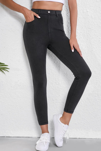 Black Skinny Fit Ankle High Waist Jeans - Chic Meadow Boutique 