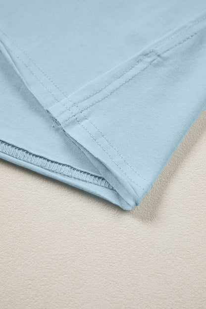 Myosotis Solid Color Round Neck Casual T Shirt