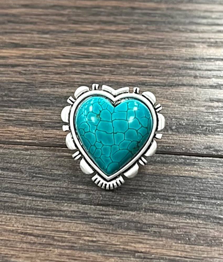 750458, Heart Turquoise Adjustable Ring
