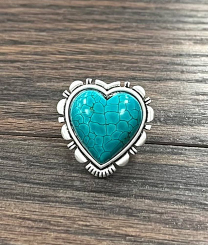 750458, Heart Turquoise Adjustable Ring