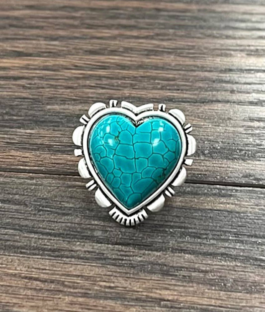 750458, Heart Turquoise Adjustable Ring