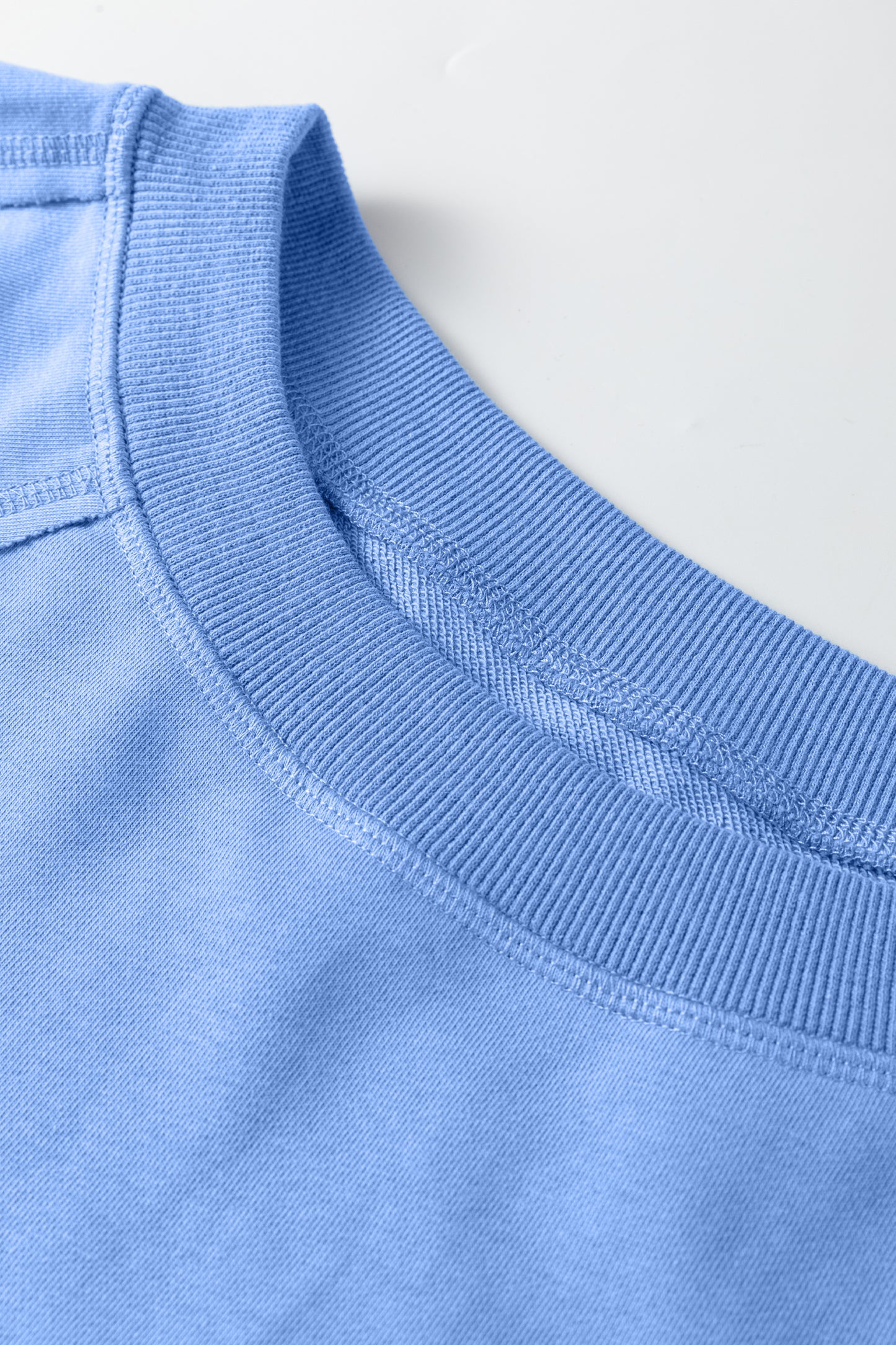 Beau Blue Solid Color Raw Seam Patchwork Baggy Sweatshirt