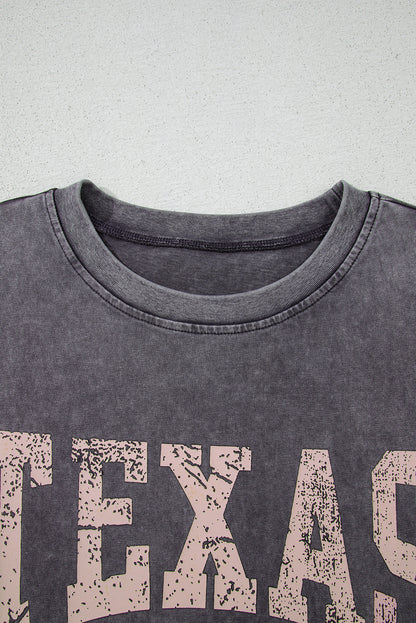 Medium Grey TEXAS Steer Head Graphic Mineral Wash Oversized T Shirt