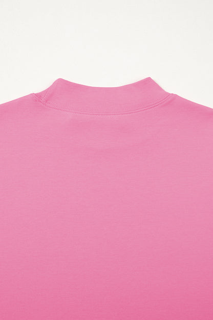 Sachet Pink Solid Color High Neck Oversize Tee