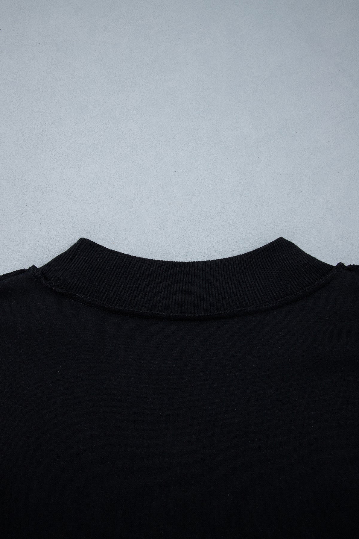 Black Oversize Drop Shoulder Reversible Mock Neck Sweatshirt