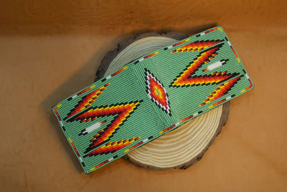 Green Handmade Beaded Bifold Wallet Gift of Men Gift for her