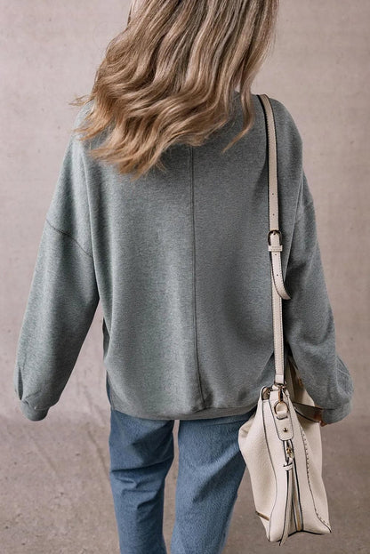 Tops/Long Sleeve Tops Medium Grey Side Split Drop Shoulder Oversized Top