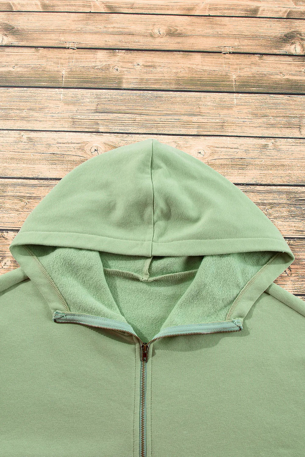 Smoke Green Fleece Lined Half Zipper Kangaroo Pockets Loose Hoodie - Chic Meadow Boutique 