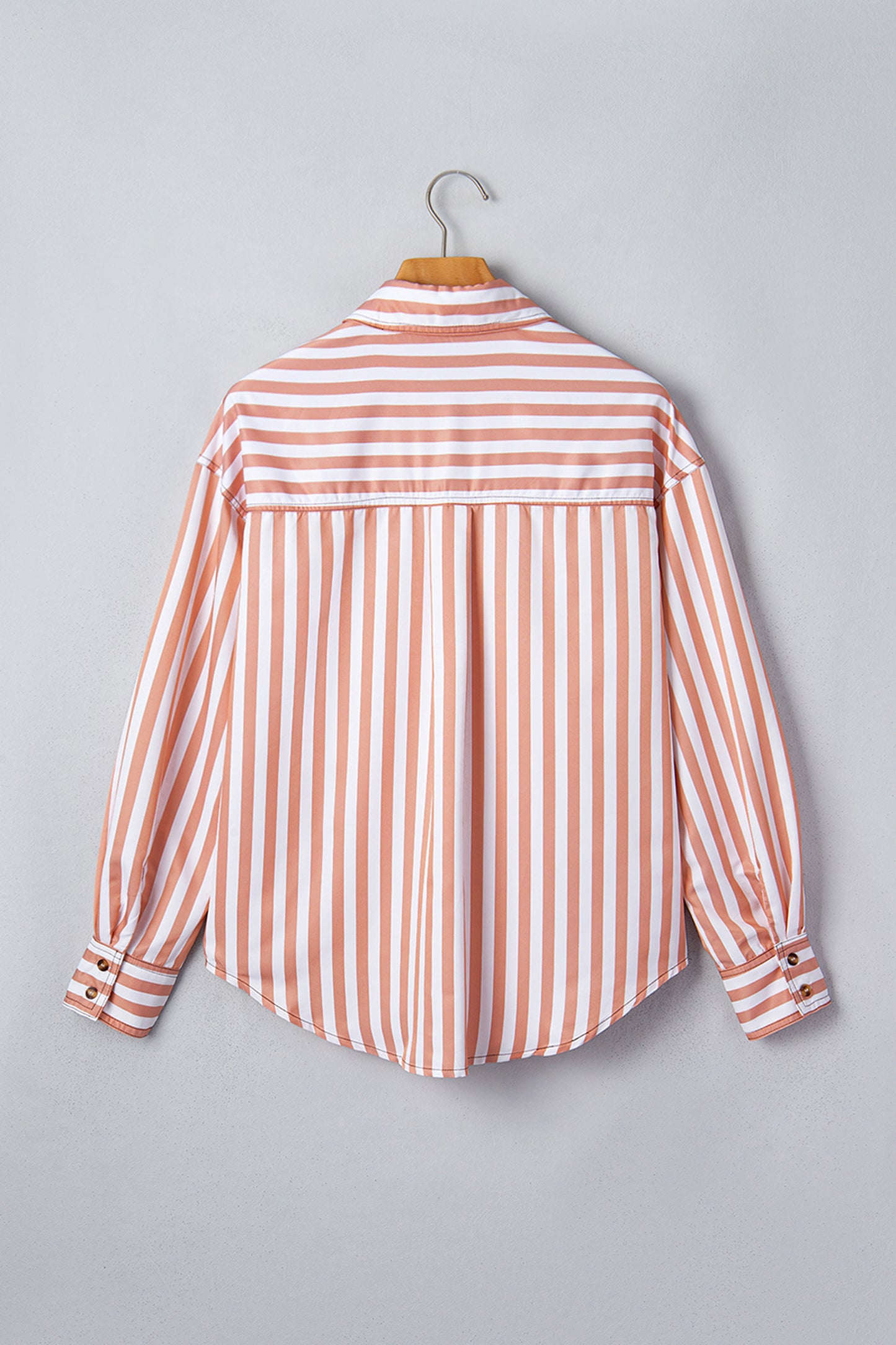 Brown Stripe Western Button Down Long Sleeve Casual Shirt